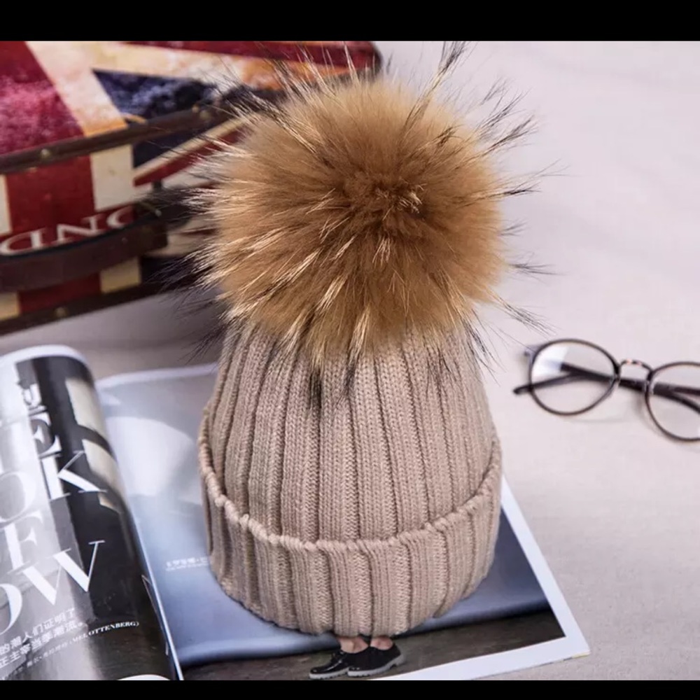 Real Fur Pom Beanie